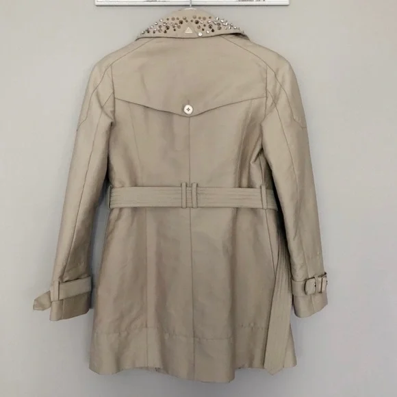 Sam Edelman Rhinestone Studded Tan Trench Coat - Picture 4 of 4